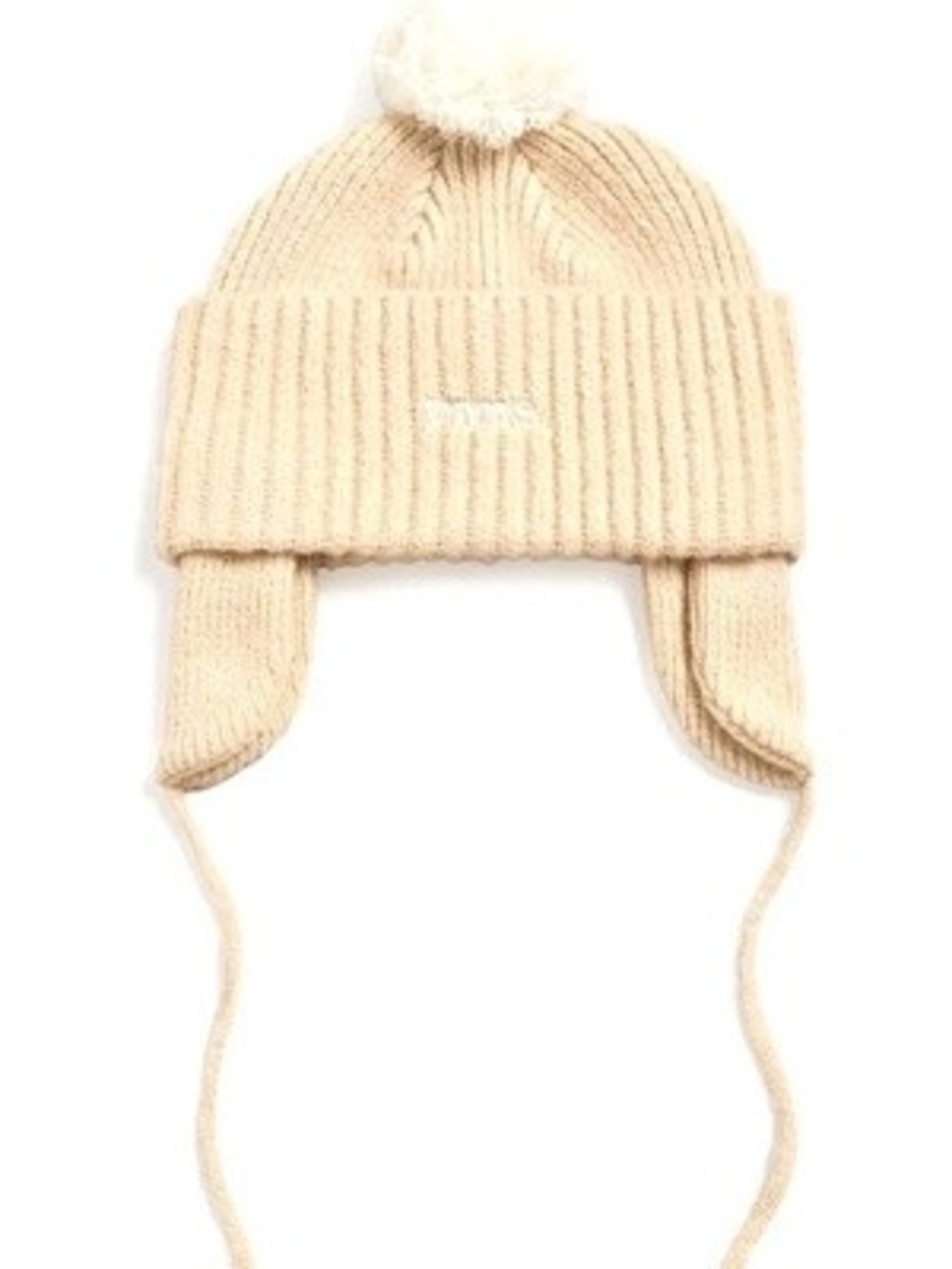 NWT Vans 66 Earflap Pom Beanie in Marshmallow Beige